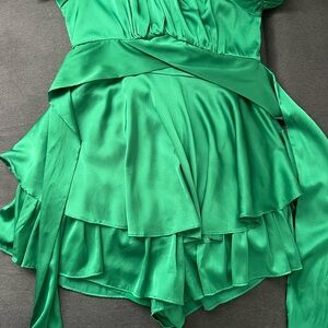 Elegant Green Satin Dress